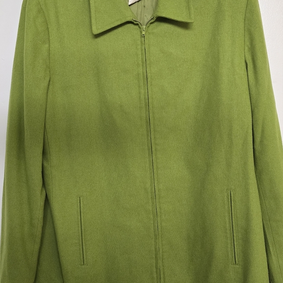 Green Wool Blend Zip-Up Jacket - Picture 4 of 8